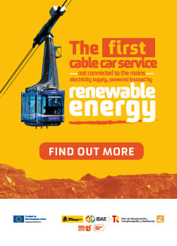 The The Teide Cable Car is driven by 100% solar energy without being connected to an electricity grid